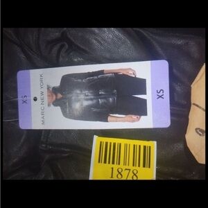 Marc New York Black Leather Button-Front Vest